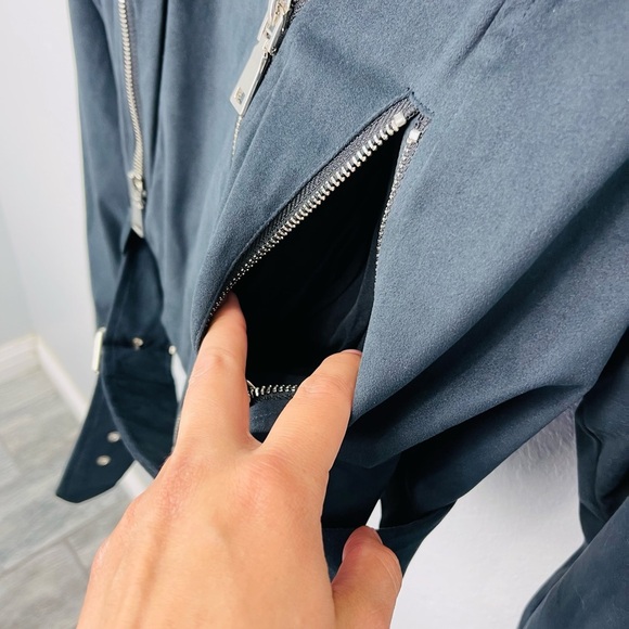 NWT We Wore What Danielle Bernstein 
Faux Suede Moto Leather Jacket 
Black  M - Picture 4 of 10